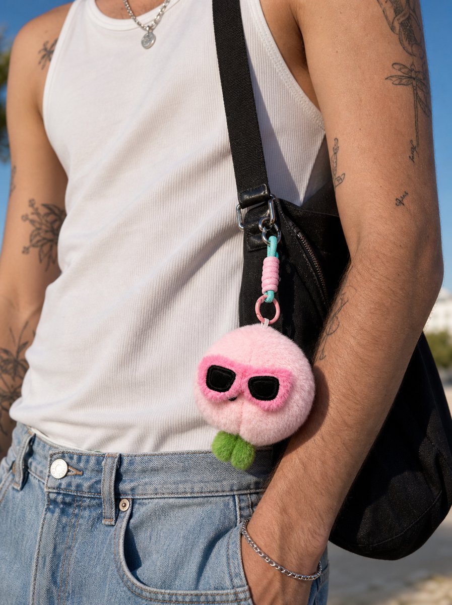 Peach charm styled with white tank