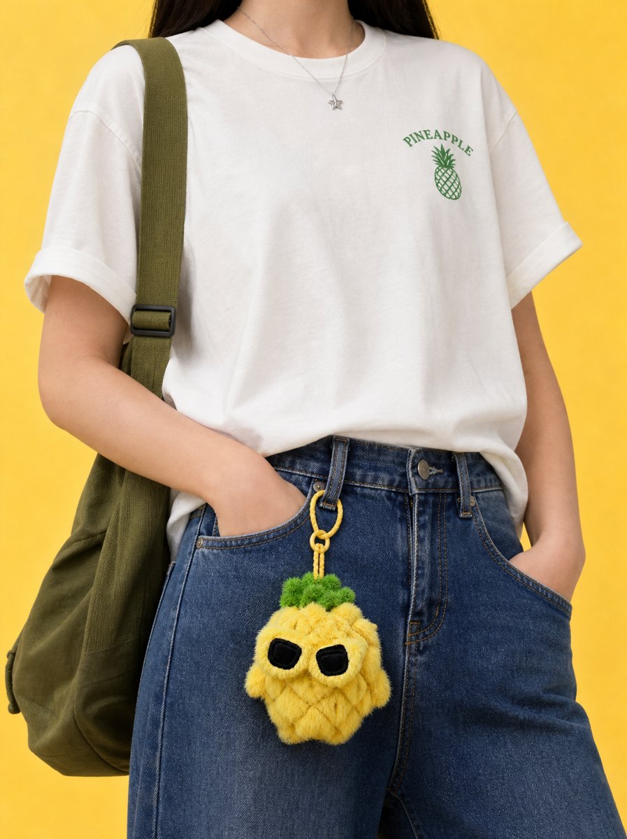 Pineapple charm on jeans